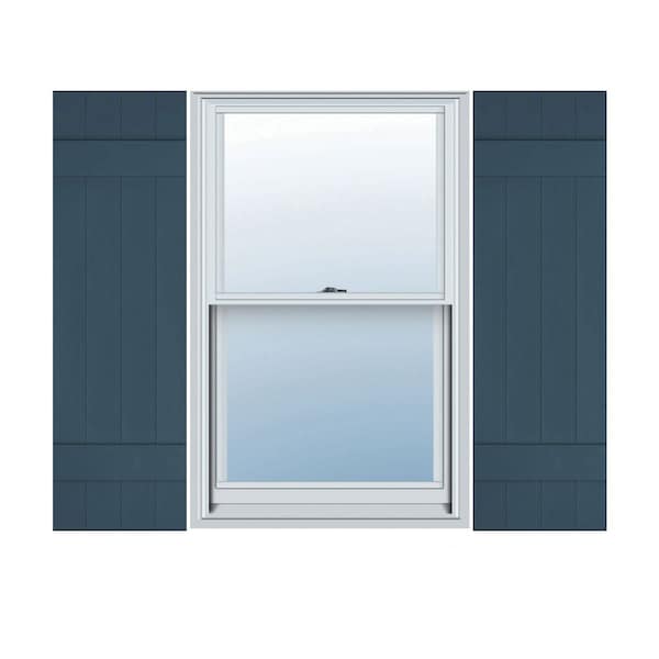 Ekena Millwork 14-in. W x 51-in. H Lifetime Vinyl, Four Board Joined, Board-n-Batten Shutters, Classic Blue, PR LJ4S14X05100CB - main
